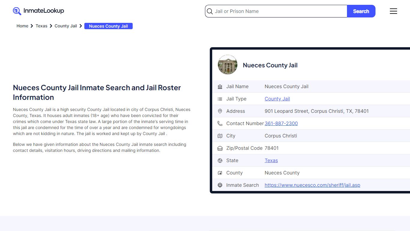 Nueces County Jail Inmate Search - Corpus Christi Texas - Inmate Lookup